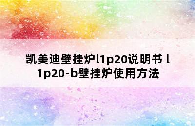 凯美迪壁挂炉l1p20说明书 l1p20-b壁挂炉使用方法